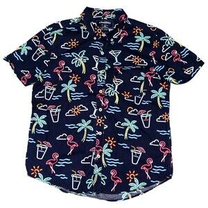 Chubbies  The One Man Wolf Pack Men's Short Sleeve Button Down Shirt Size Medium